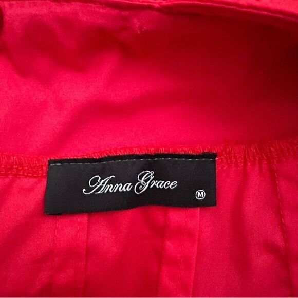 Anna Grace Red Rockabilly Halter Dress Size Medium Vtg Pin-Up Retro Pockets - Picture 10 of 11